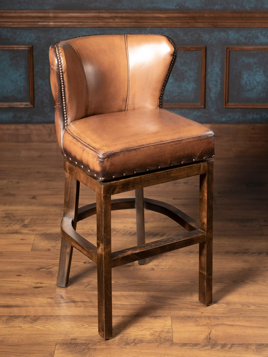 Burnished Saddleback Leather Bar Stool