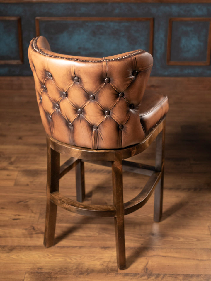 Burnished Saddleback Leather Bar Stool