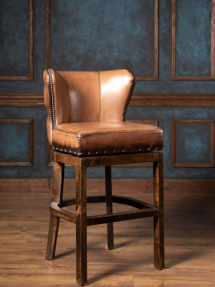 Burnished Saddleback Leather Bar Stool