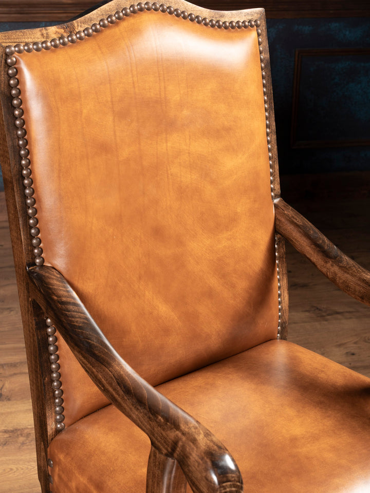 Close up of arm chair inside back and seat