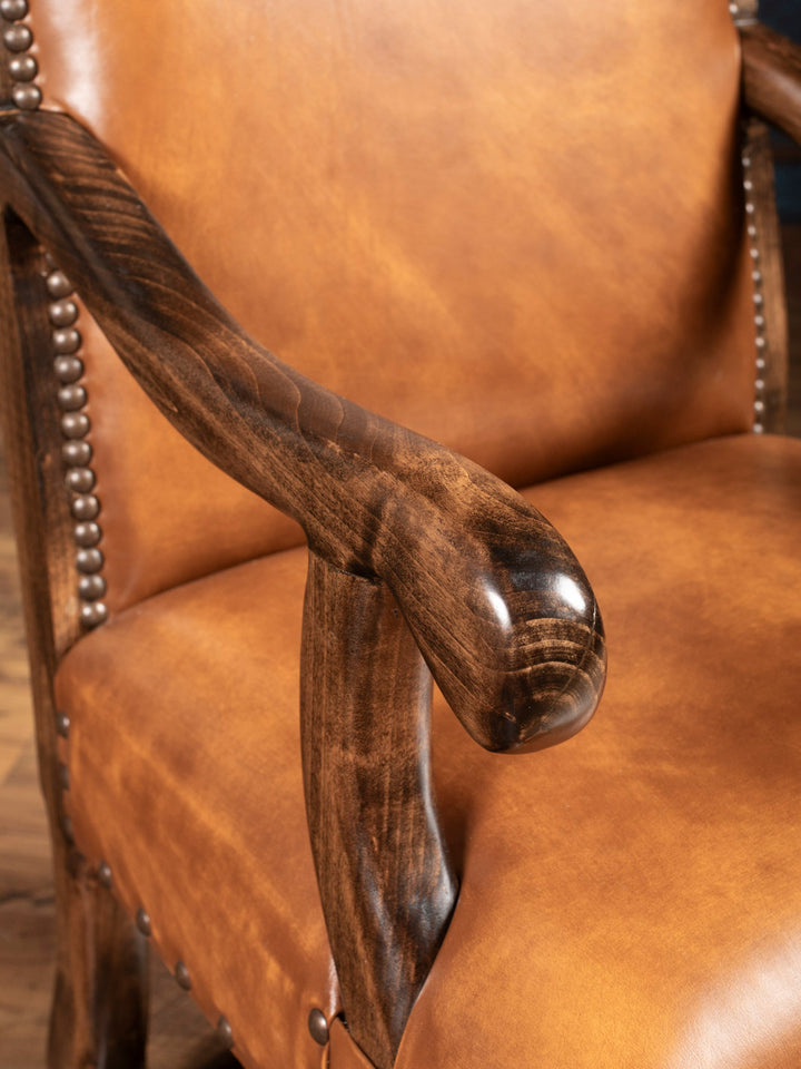 Up close angle of wooden arms