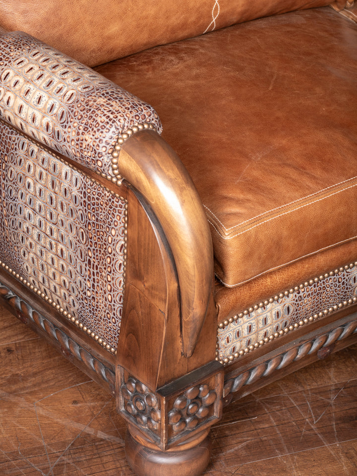 Caramel Croc Leather Cattle King Sofa