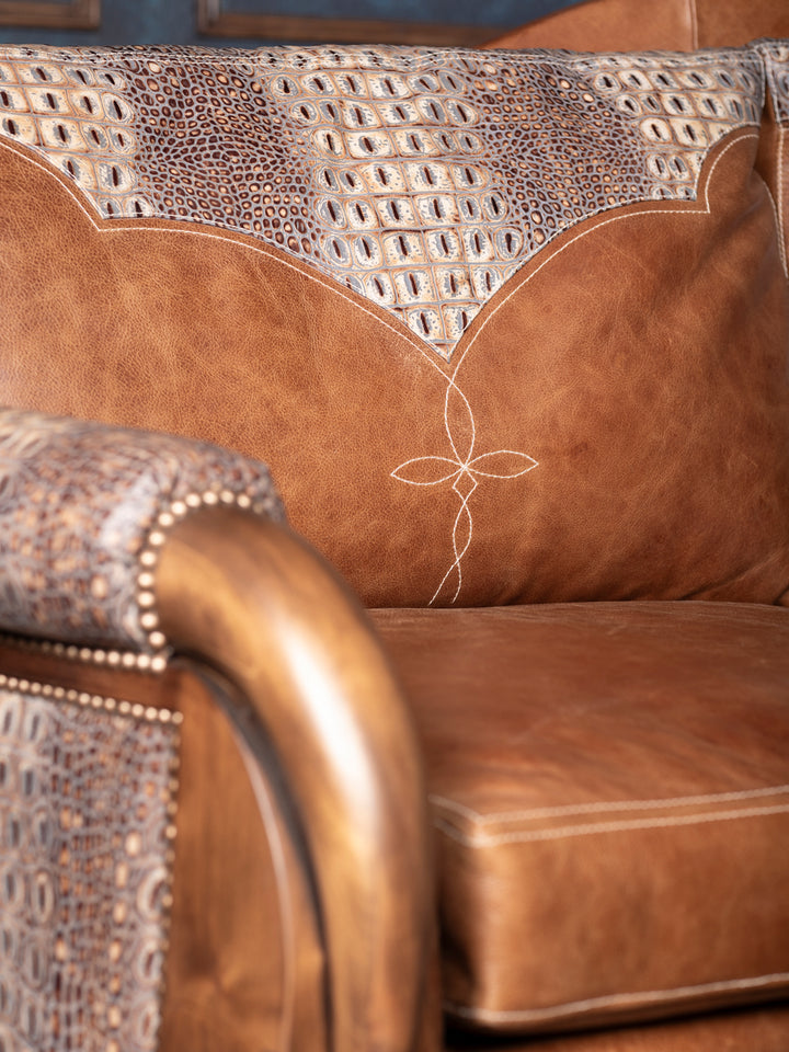 Caramel Croc Leather Cattle King Sofa