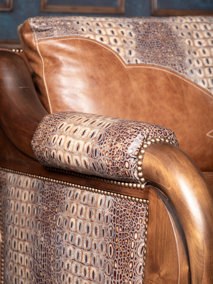 Caramel Croc Leather Cattle King Sofa