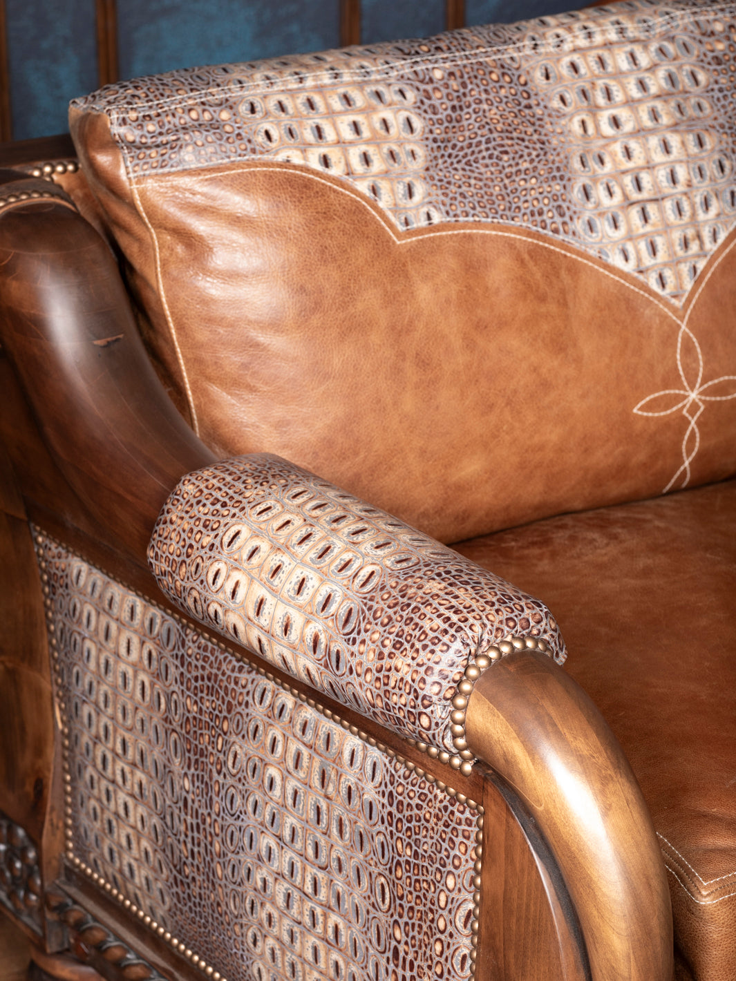 Caramel Croc Leather Cattle King Sofa