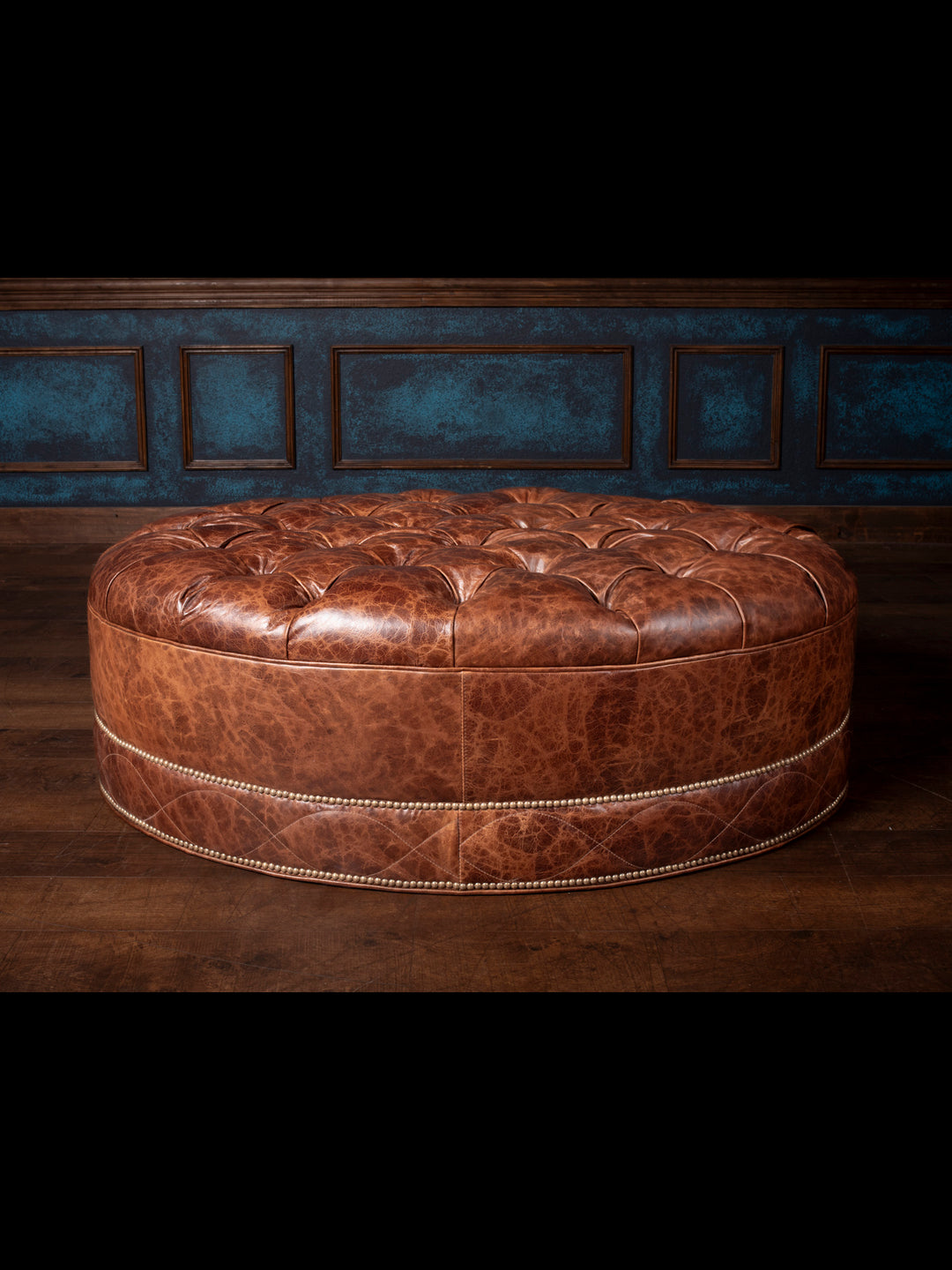 Caramel Tufted Oval Ottoman