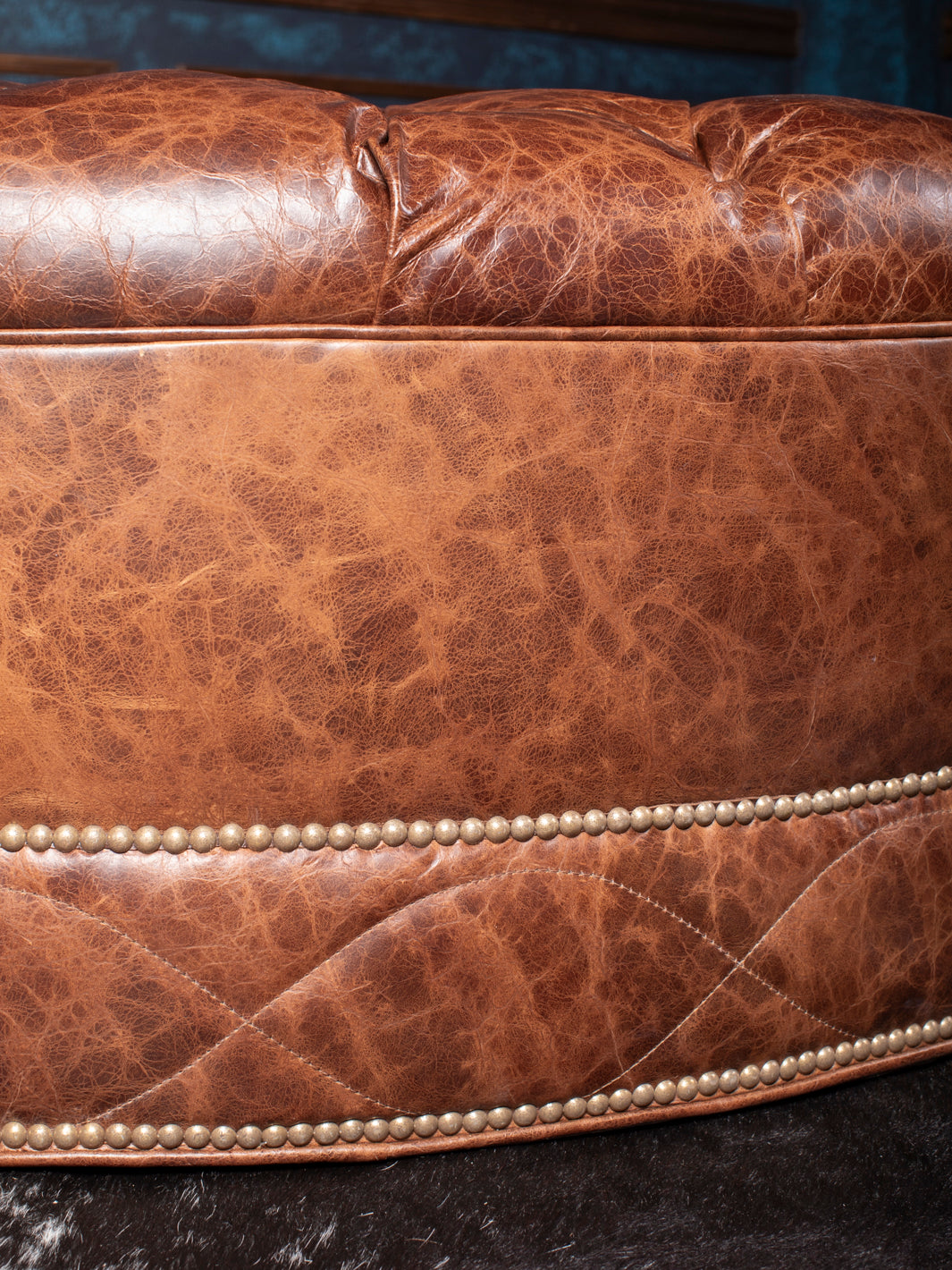 Caramel Tufted Oval Ottoman