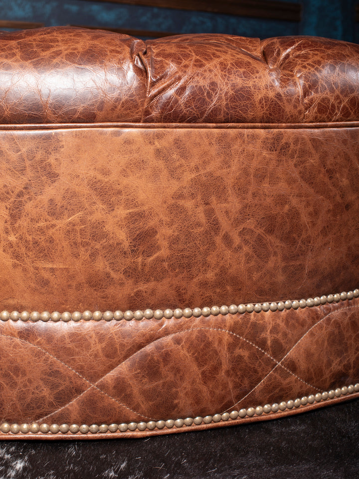 Caramel Tufted Oval Ottoman