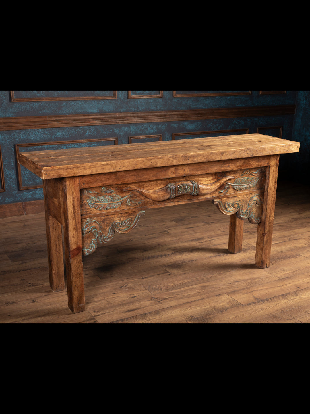 Carved Longhorn Console