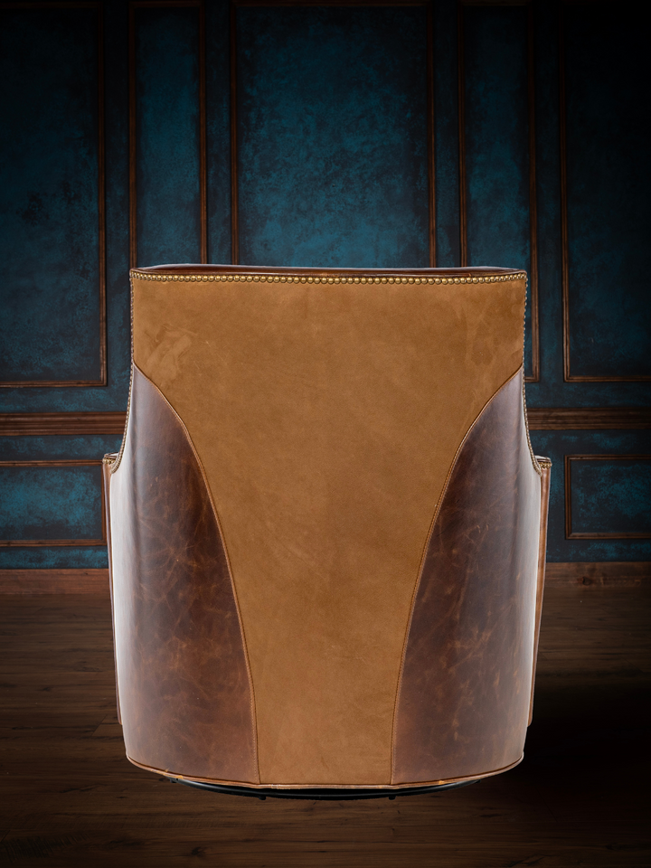 Chocolate Nubuk Leather Swivel Chair