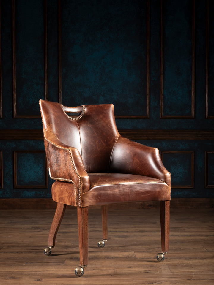 Clive Sycamore Leather Cowhide Game Chair