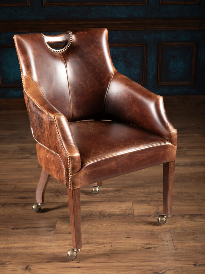 Clive Sycamore Leather Cowhide Game Chair