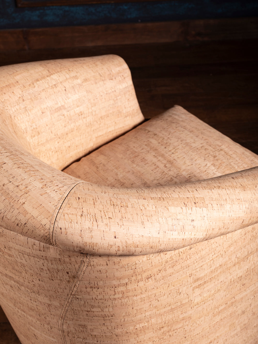 Cork Leather and Cowhide Swivel Chair