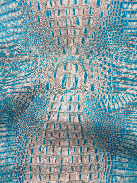 Crocodile IVORY CYAN material sample