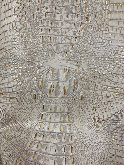 Crocodile WHITE & GOLD material sample
