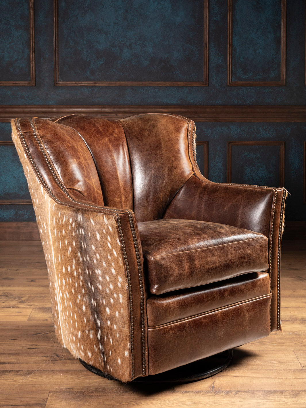 Dark Rum Axis Hide Leather Swivel Chair
