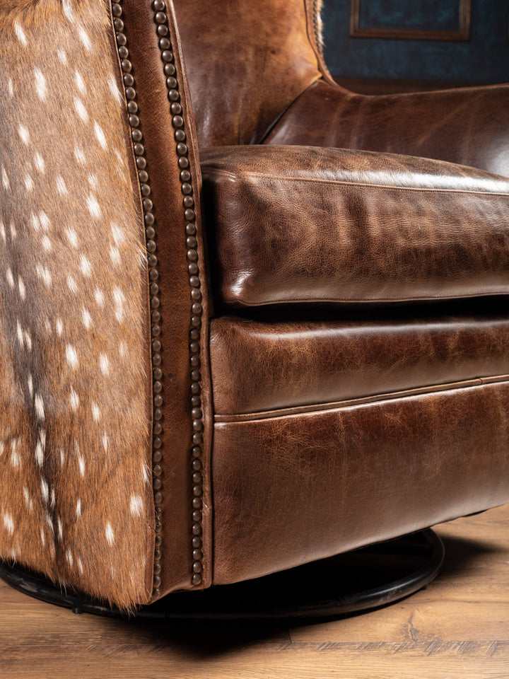 Dark Rum Axis Hide Leather Swivel Chair