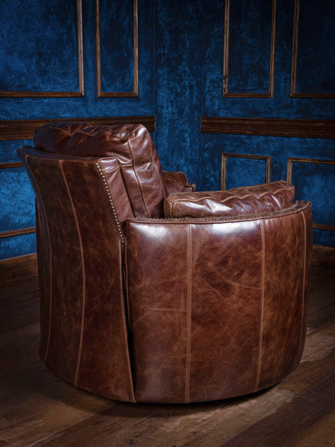 Dark Rum Leather Haven Snug Swivel Recliner