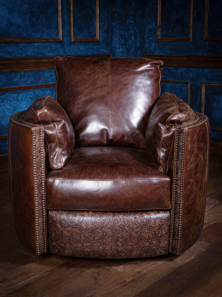 Dark Rum Leather Haven Snug Swivel Recliner