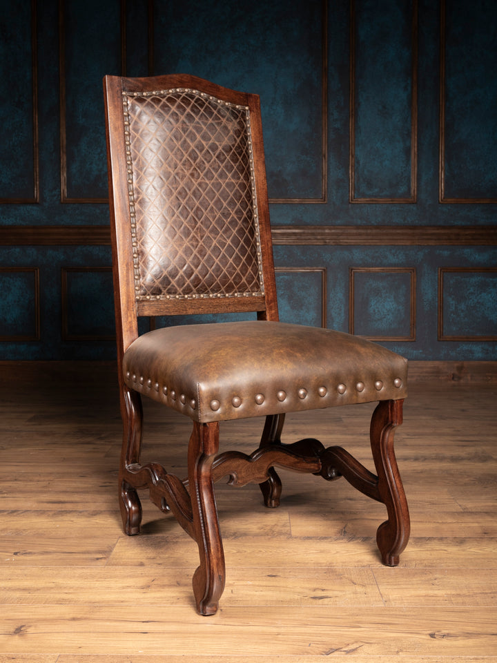 Diamond Stitch Leather Dining Chair