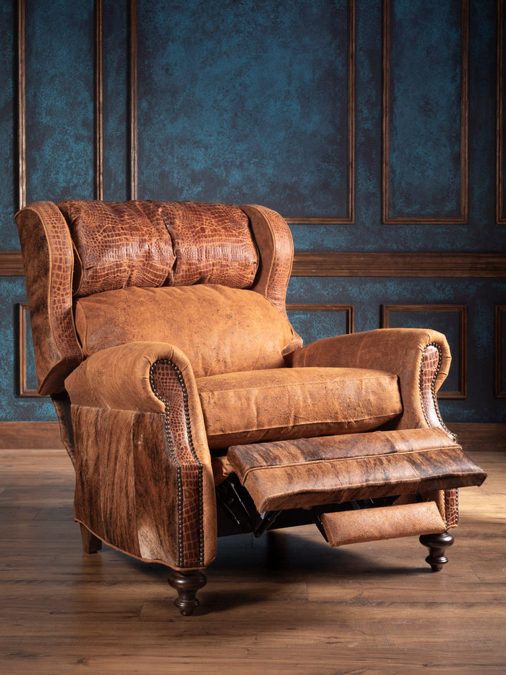Gentleman’s Suede & Gator Leather Recliner