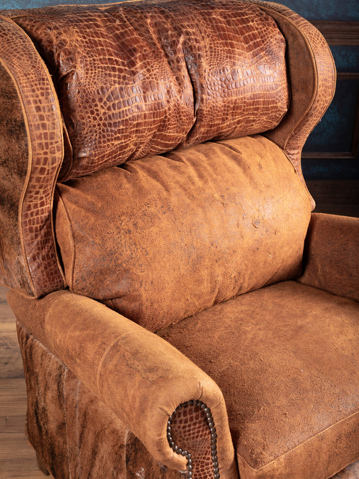 Gentleman’s Suede & Gator Leather Recliner