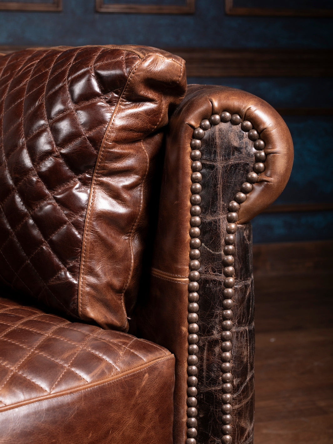 Jumbo Crocodile Leather Snug Swivel Chair