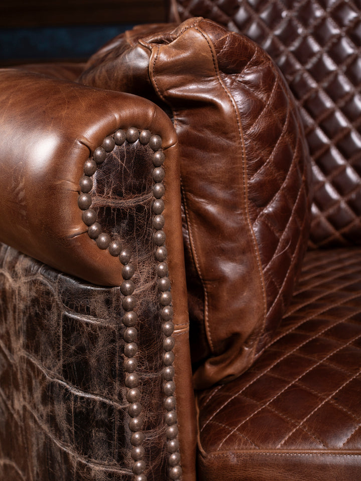 Jumbo Crocodile Leather Snug Swivel Chair