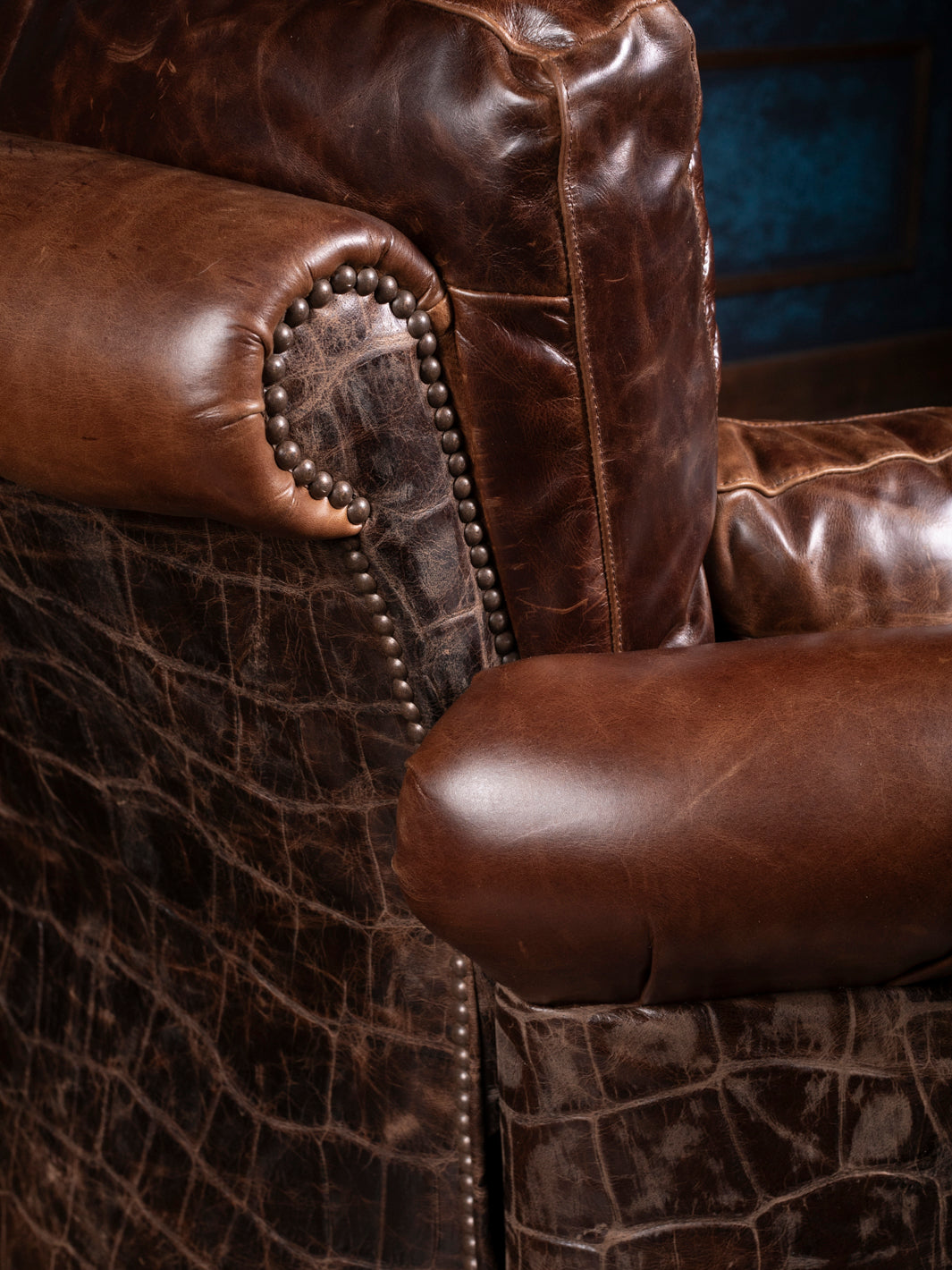 Jumbo Crocodile Leather Snug Swivel Chair