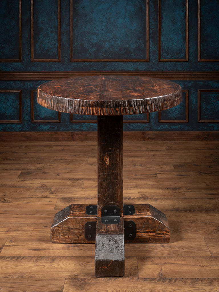 Knotty Alder Rustic Pub Table – Solid Round Bar Table Rustic