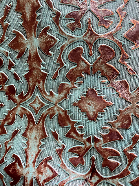 Laredo SKY BLUE & COPPER material sample