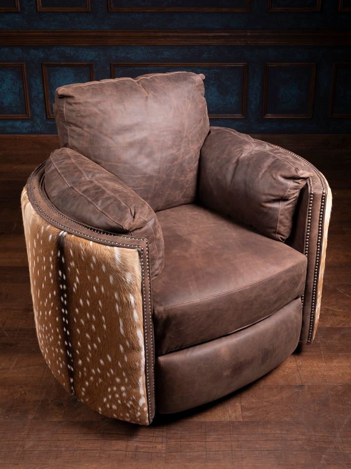 Leather Axis Snug Swivel Recliner Chair