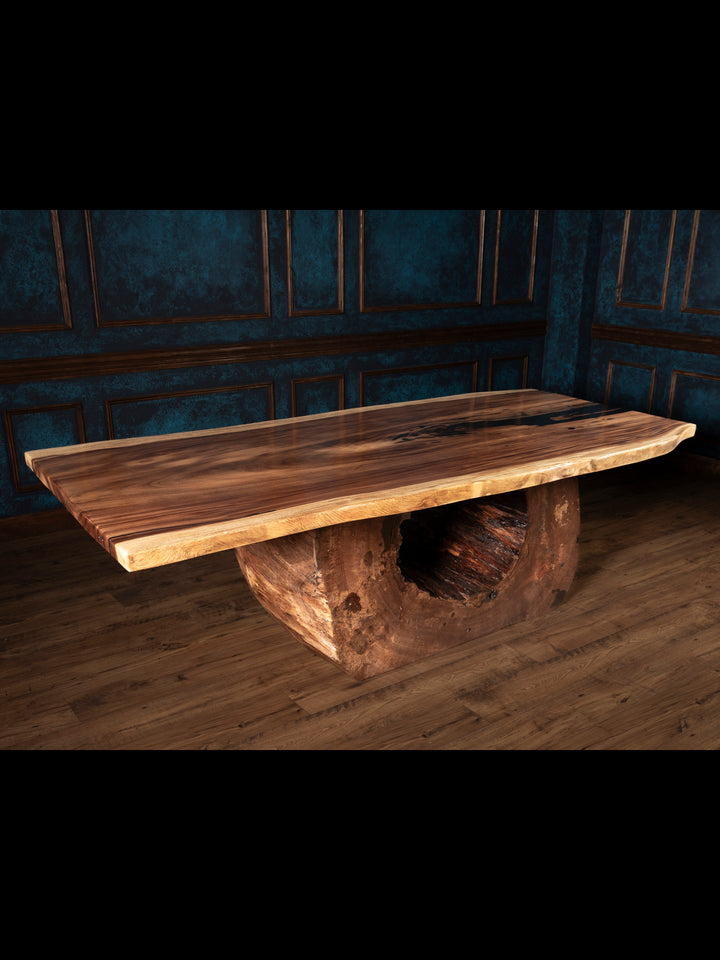 Live Edge Dining Table with Moon Base