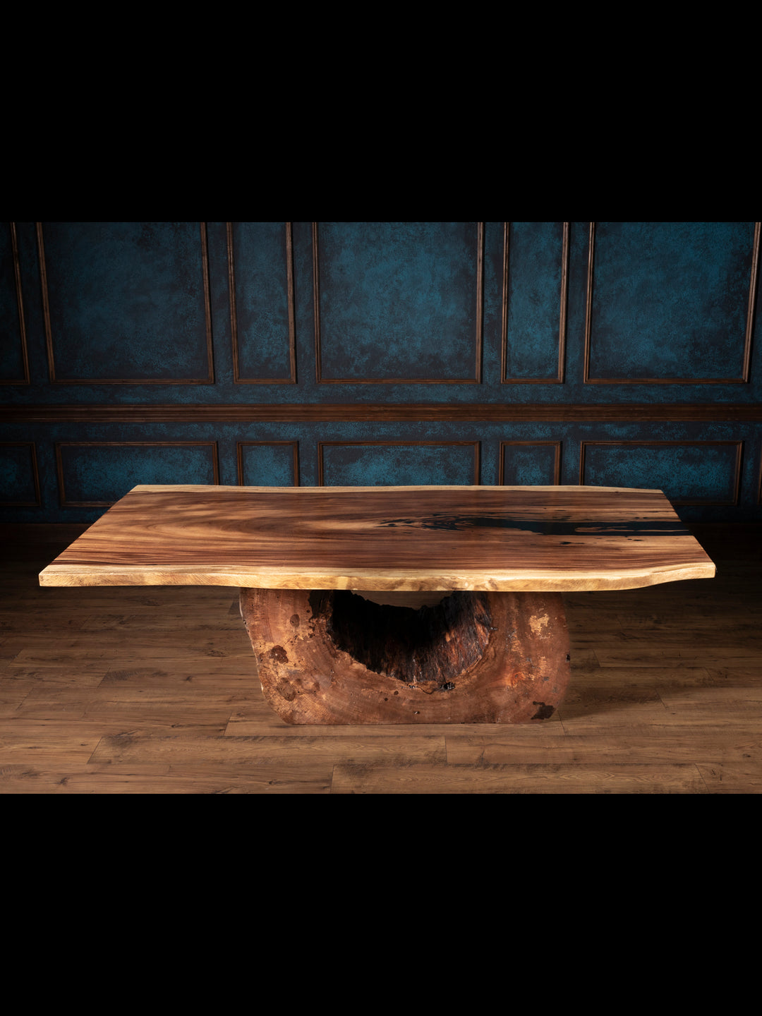 Live Edge Dining Table with Moon Base