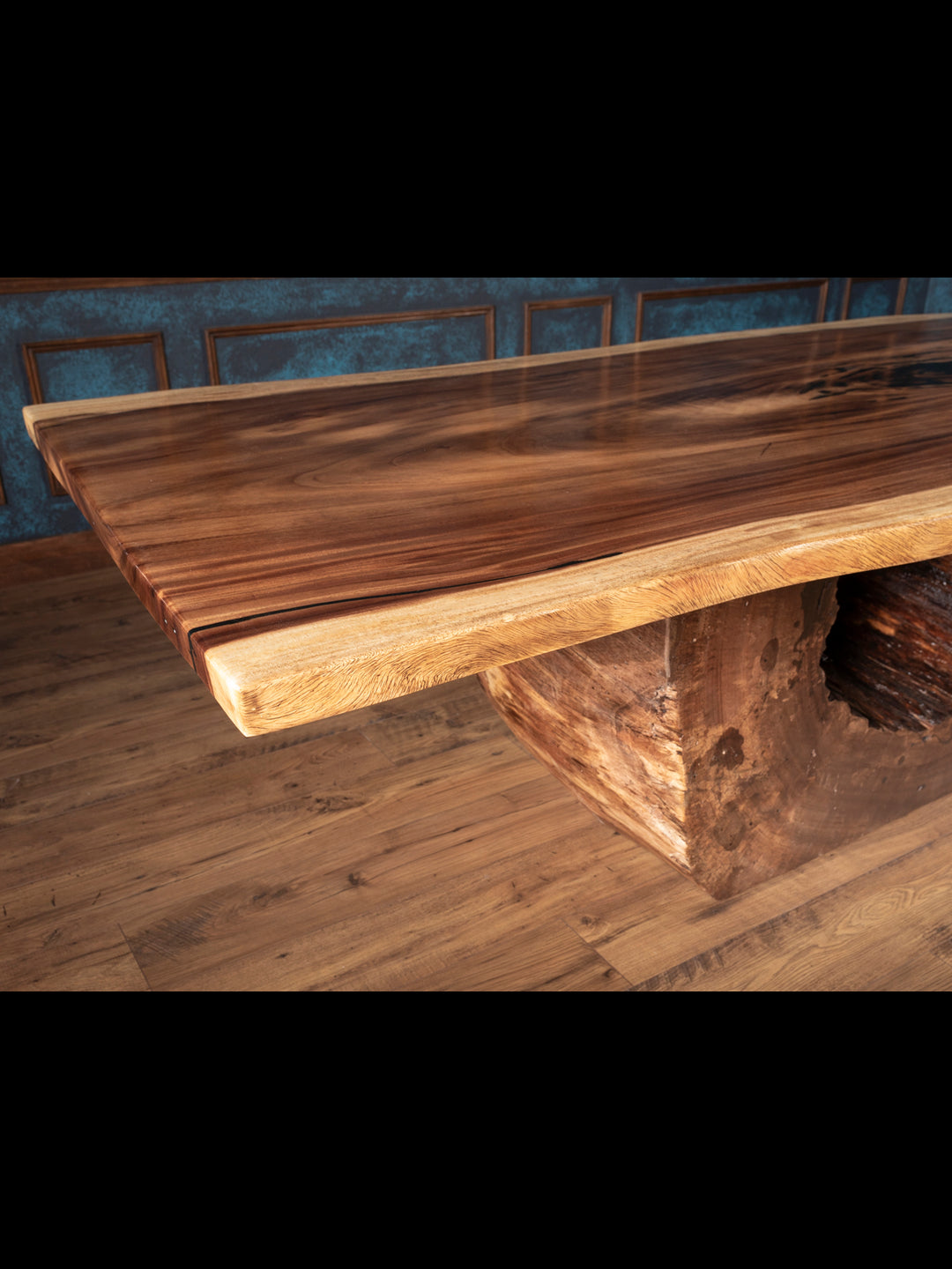 Live Edge Dining Table with Moon Base