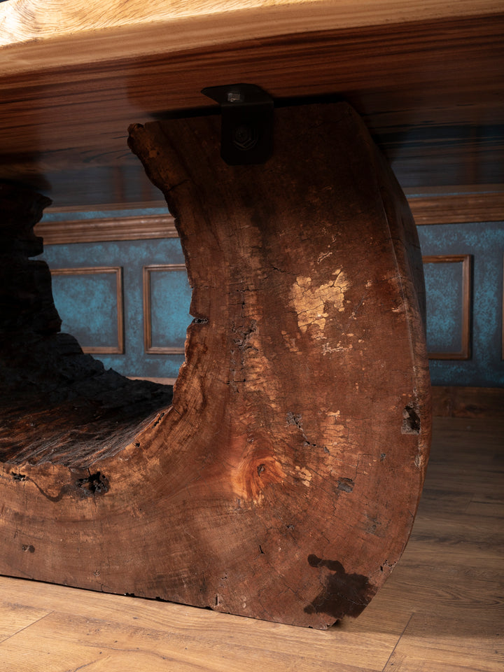 Live Edge Dining Table with Moon Base