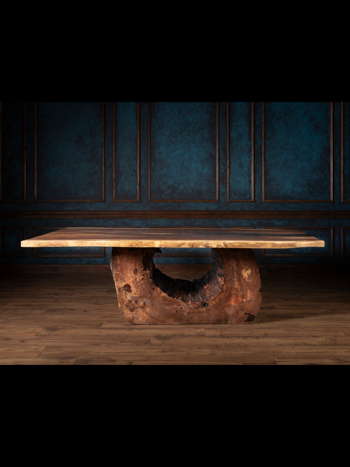Live Edge Dining Table with Moon Base