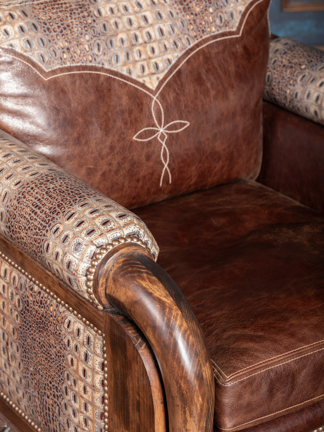 Lone Star Stitch Leather Accent Chair