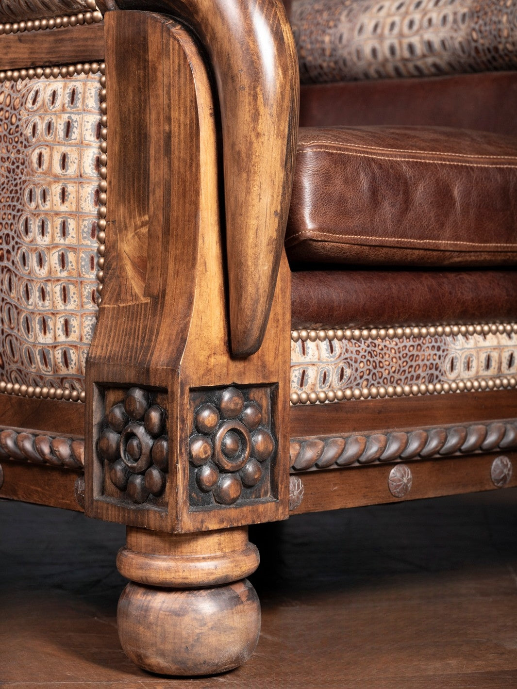 Lone Star Stitch Leather Accent Chair