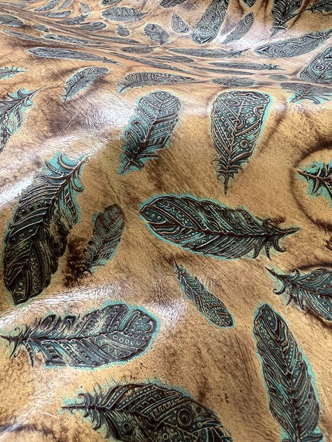 Mini Plumas SEPIA TURQUOISE material sample