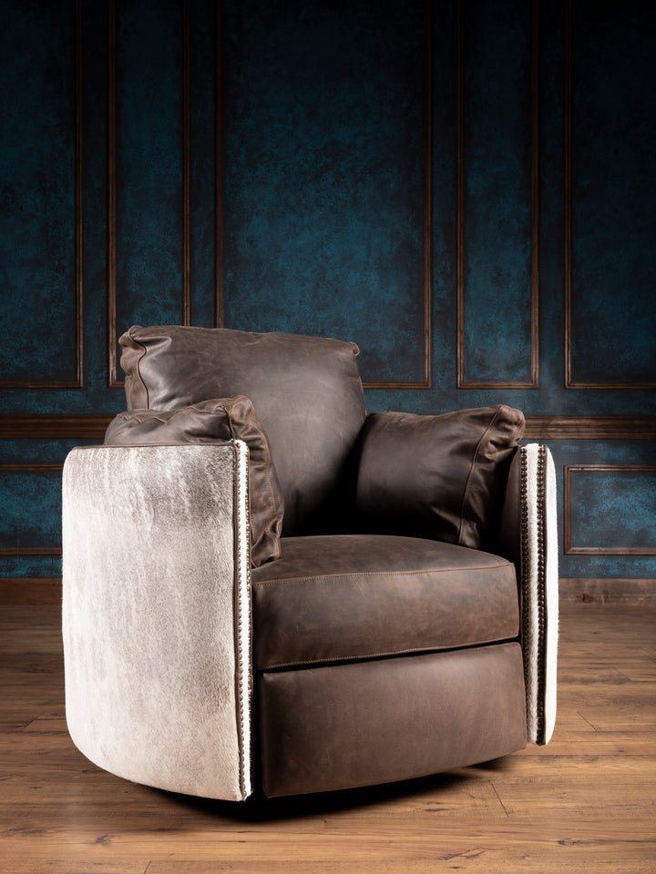 Mustang Cowhide Snug Swivel Recliner