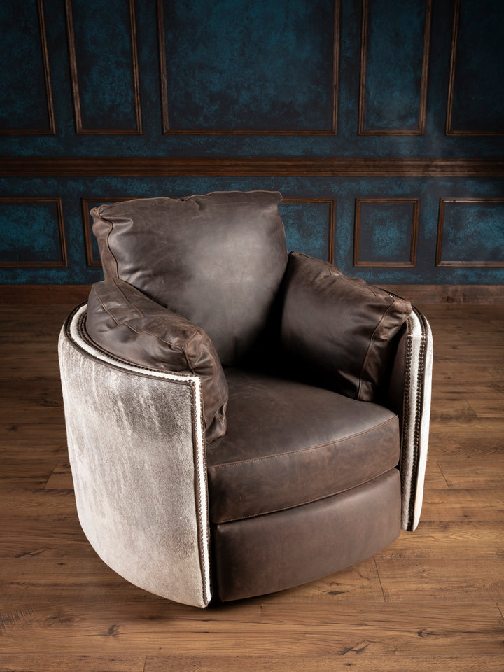 Mustang Cowhide Snug Swivel Recliner