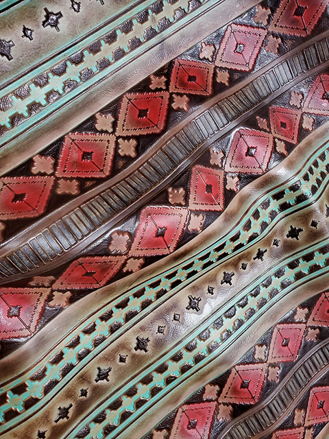 Navajo TURQUOISE RED / HAND-PAINTED material sample
