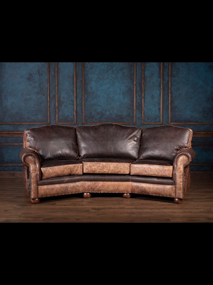 Ostrich Creek Curved Leather Sofa