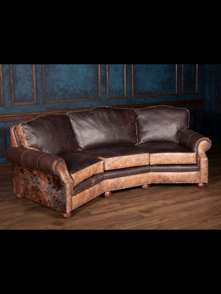Ostrich Creek Curved Leather Sofa