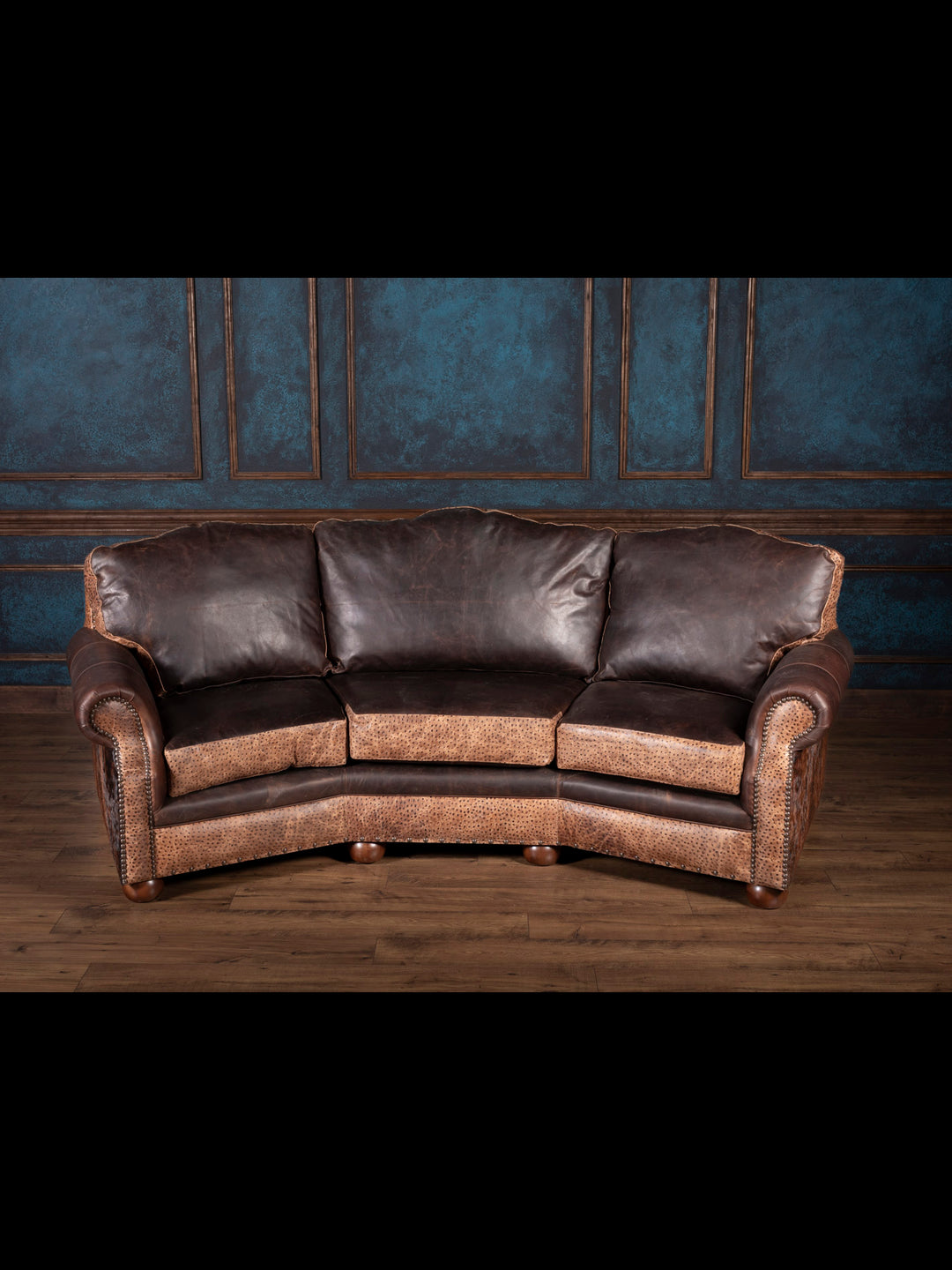Ostrich Creek Curved Leather Sofa