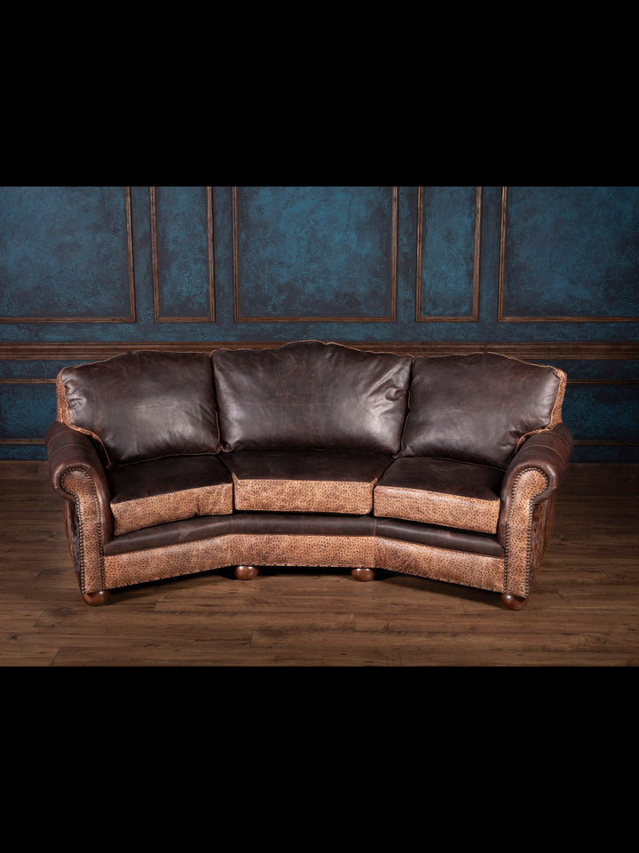Ostrich Creek Curved Leather Sofa