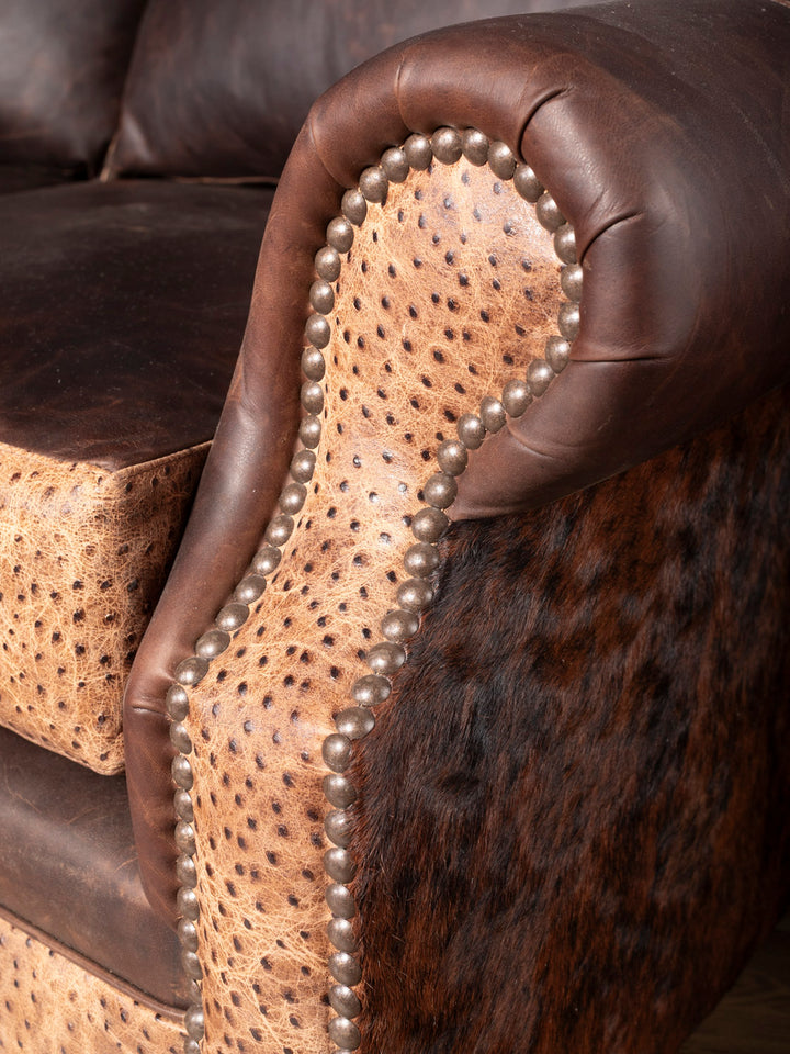 Ostrich Creek Curved Leather Sofa