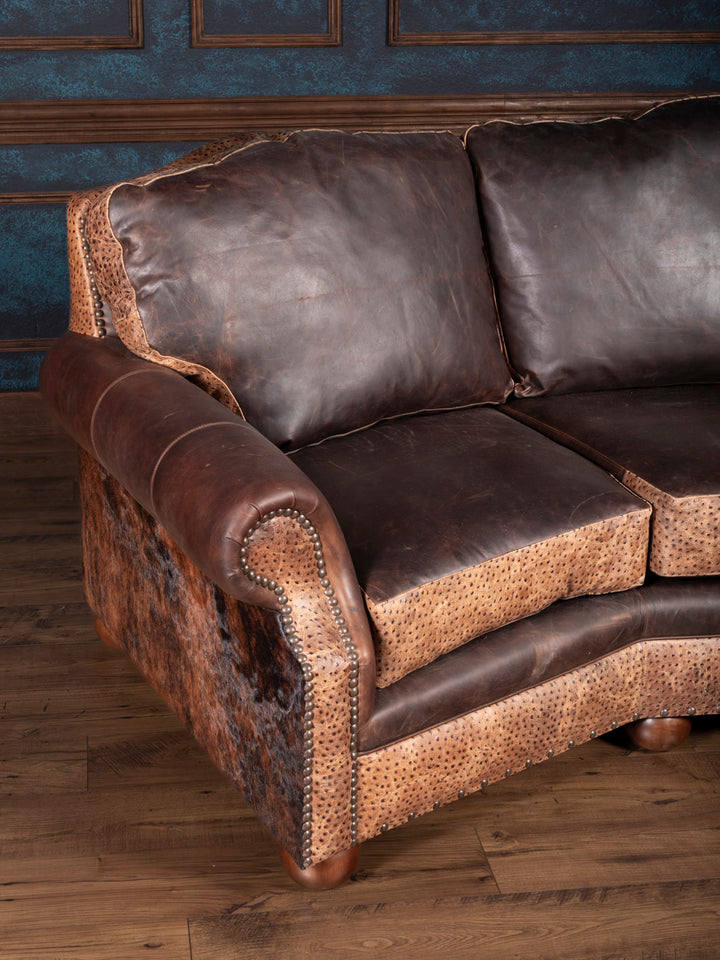 Ostrich Creek Curved Leather Sofa