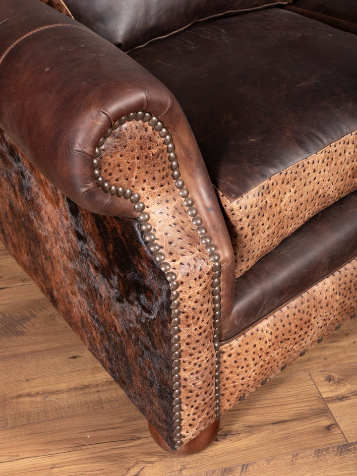 Ostrich Creek Curved Leather Sofa
